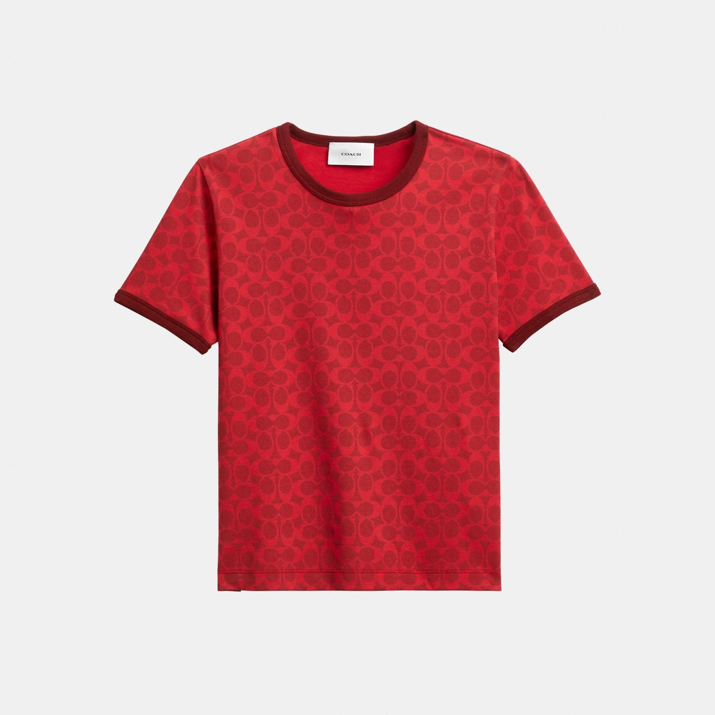 CZ729-Signature Ringer T-Shirt in Organic Cotton-Red Signature