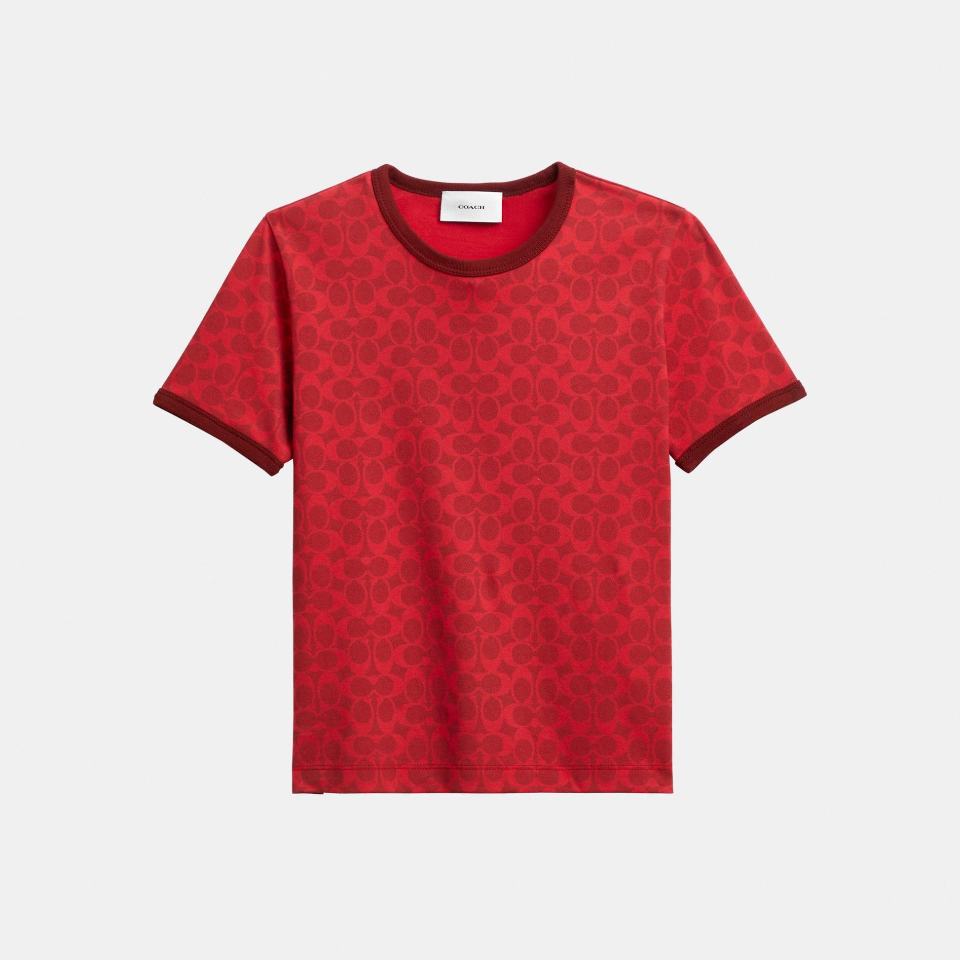 CZ729-Signature Ringer T-Shirt in Organic Cotton-Red Signature
