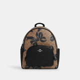 CZ768-Court Backpack In Signature Canvas With Bow Print-Sv/Tan/Black Multi