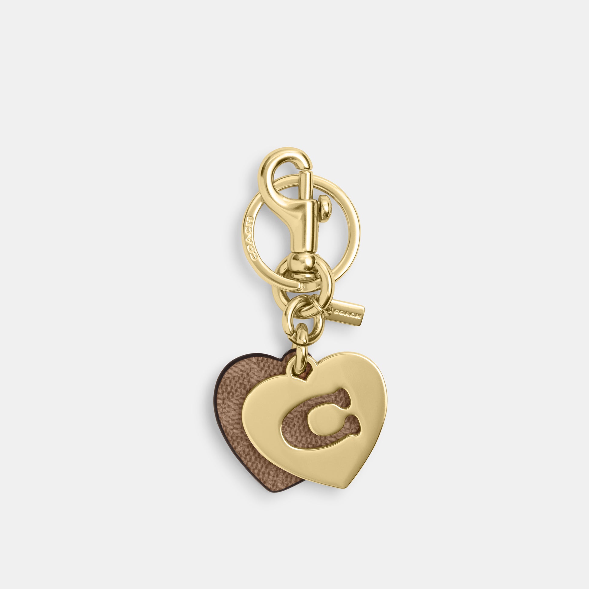 CZ931-Hearts Key Ring in Signature Canvas-Im/Tan/Brown