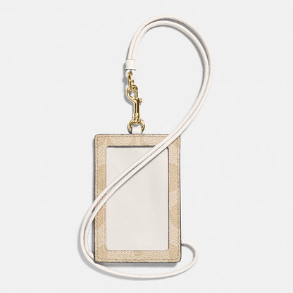 F63274-Id Lanyard In Signature Canvas-Im/Light Khaki Chalk