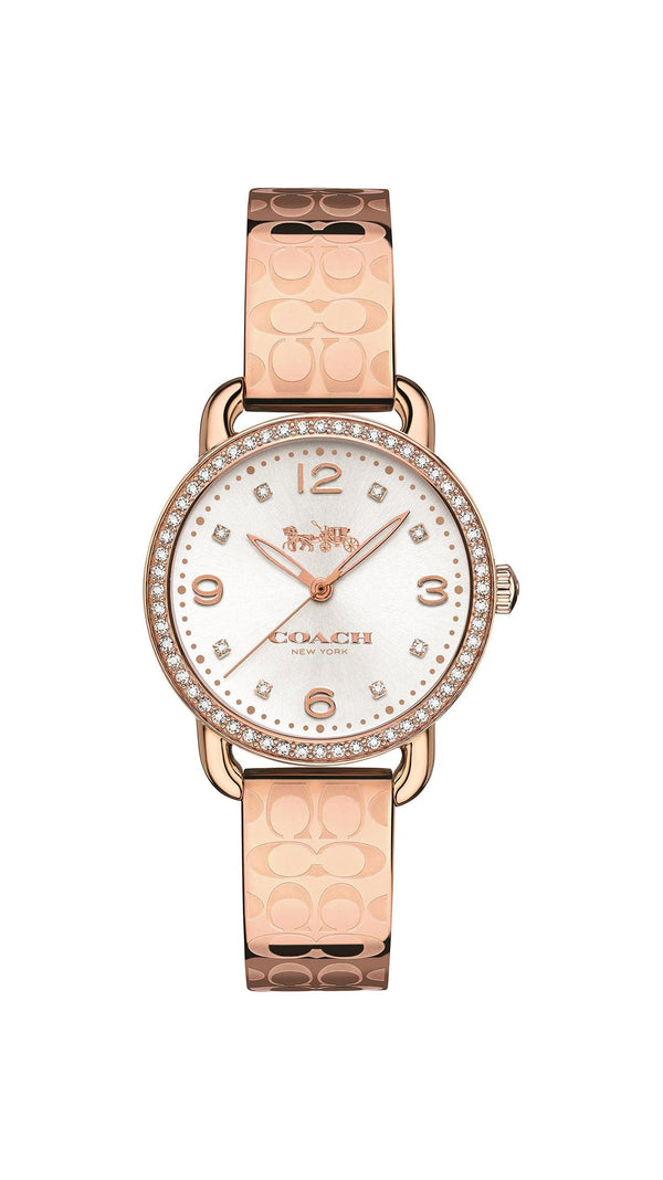 Delancey Rose Gold Tone Sunray Dial Etched Sprayed C'S Strap Watch