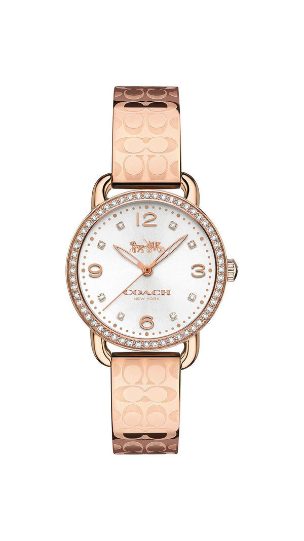 Delancey Rose Gold Tone Sunray Dial Etched Sprayed C'S Strap Watch