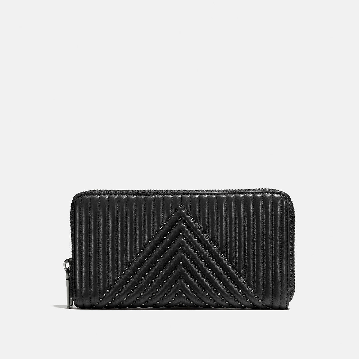 COACH-Accordion Zip Wallet With Quilting Leather and Rivets-22940-bpblk