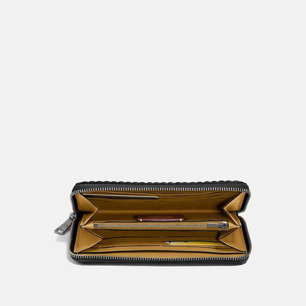 Accordion Zip Wallet With Quilting Leather and Rivets