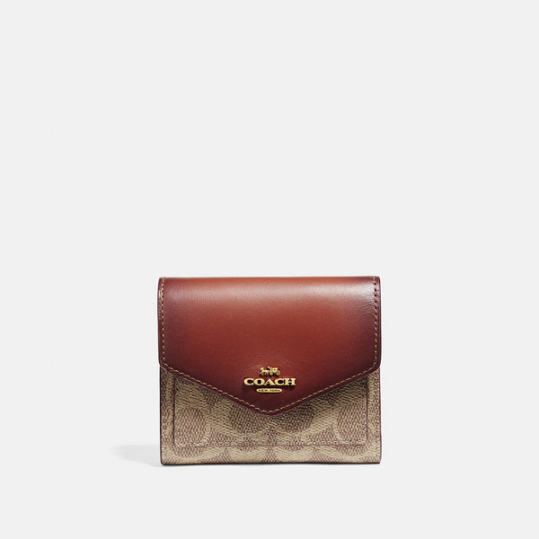 Small Wallet In Colorblock Signature Canvas