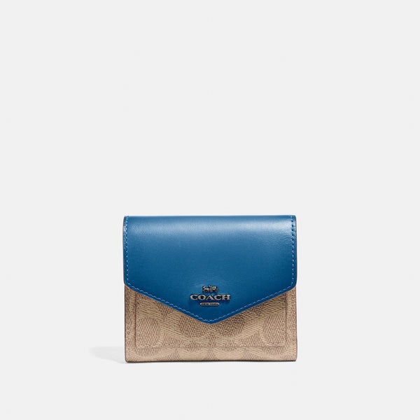 Small Wallet In Colorblock Signature Canvas