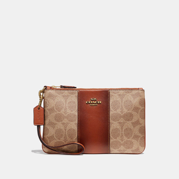 Colorblock Coated Canvas Signature Small Wristlet