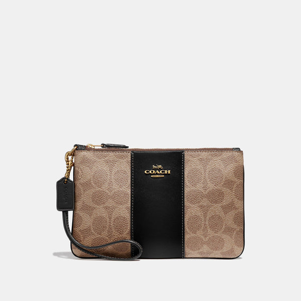 Colorblock Coated Canvas Signature Small Wristlet