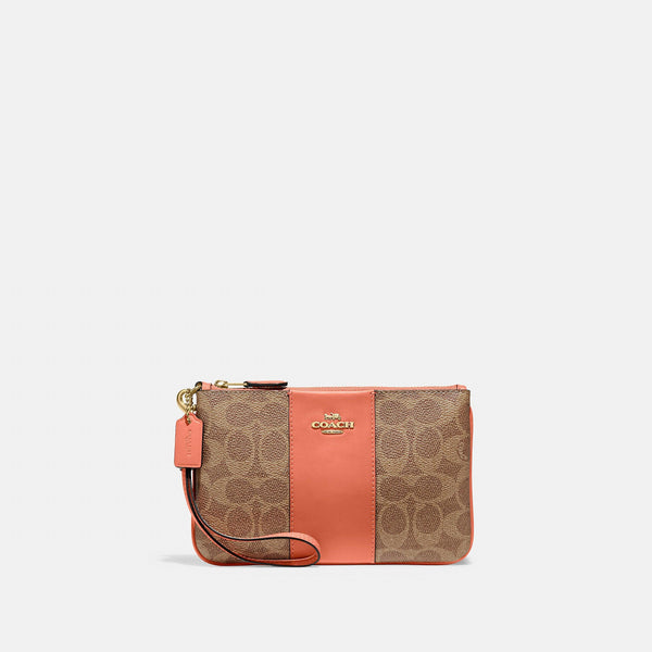 Colorblock Coated Canvas Signature Small Wristlet