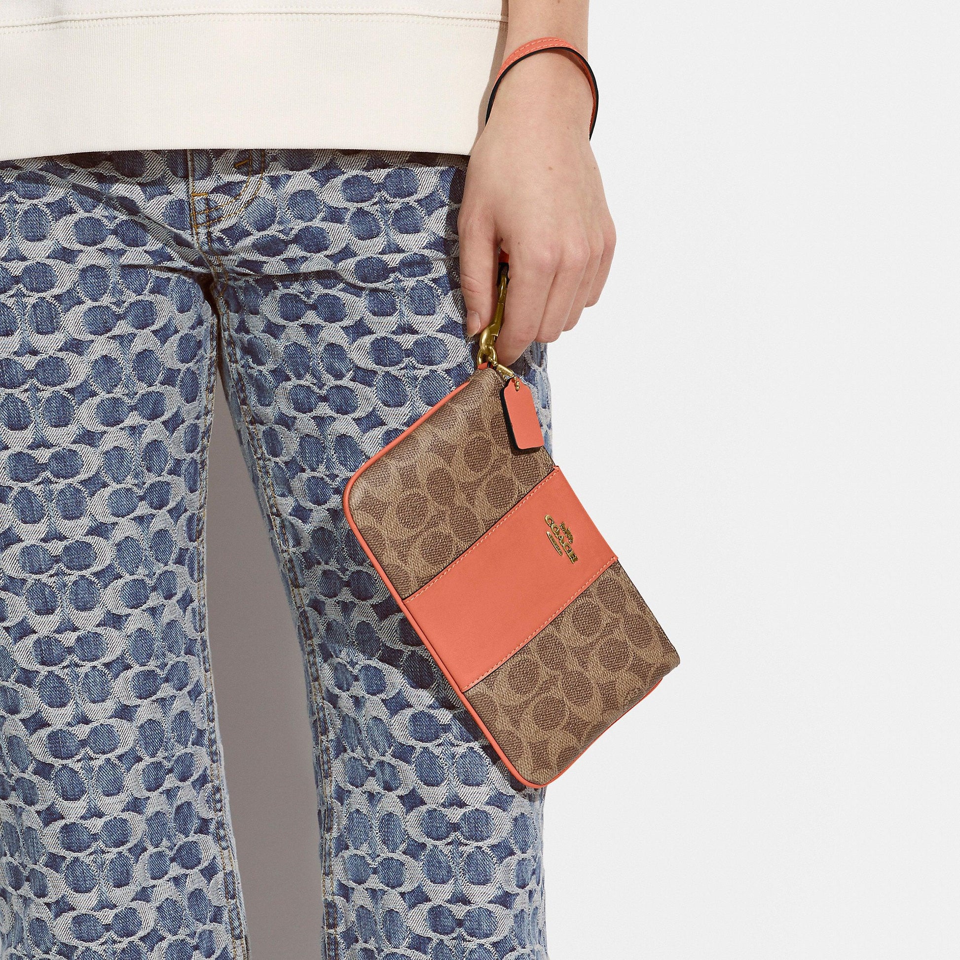 Colorblock Coated Canvas Signature Small Wristlet - COACH Saudi Arabia Official Site