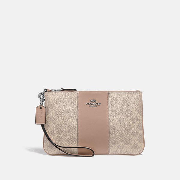 Colorblock Coated Canvas Signature Small Wristlet