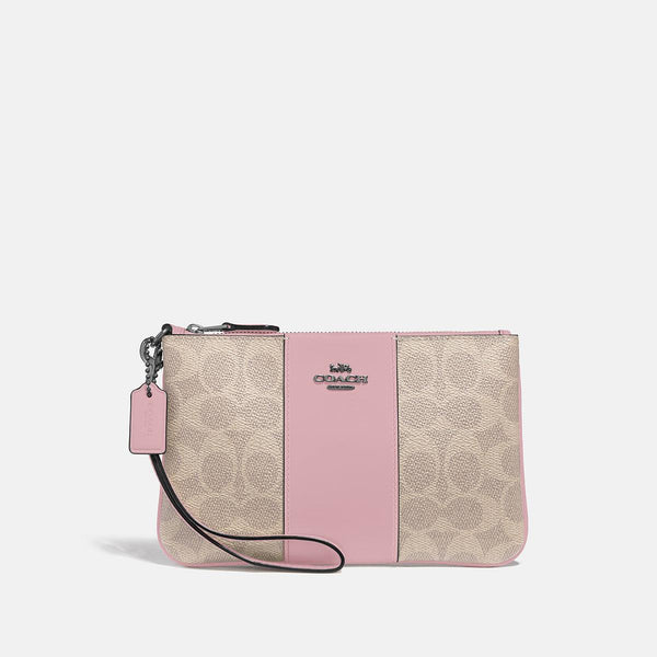 Colorblock Coated Canvas Signature Small Wristlet