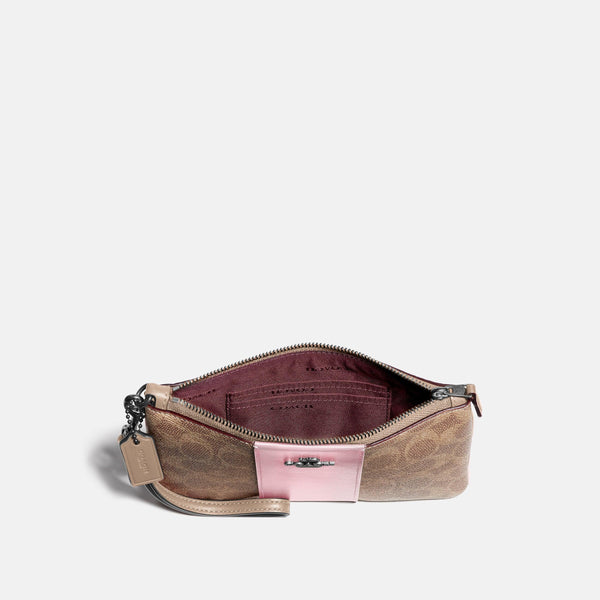 Colorblock Coated Canvas Signature Small Wristlet