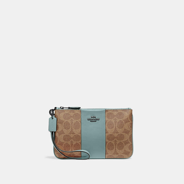 Colorblock Coated Canvas Signature Small Wristlet