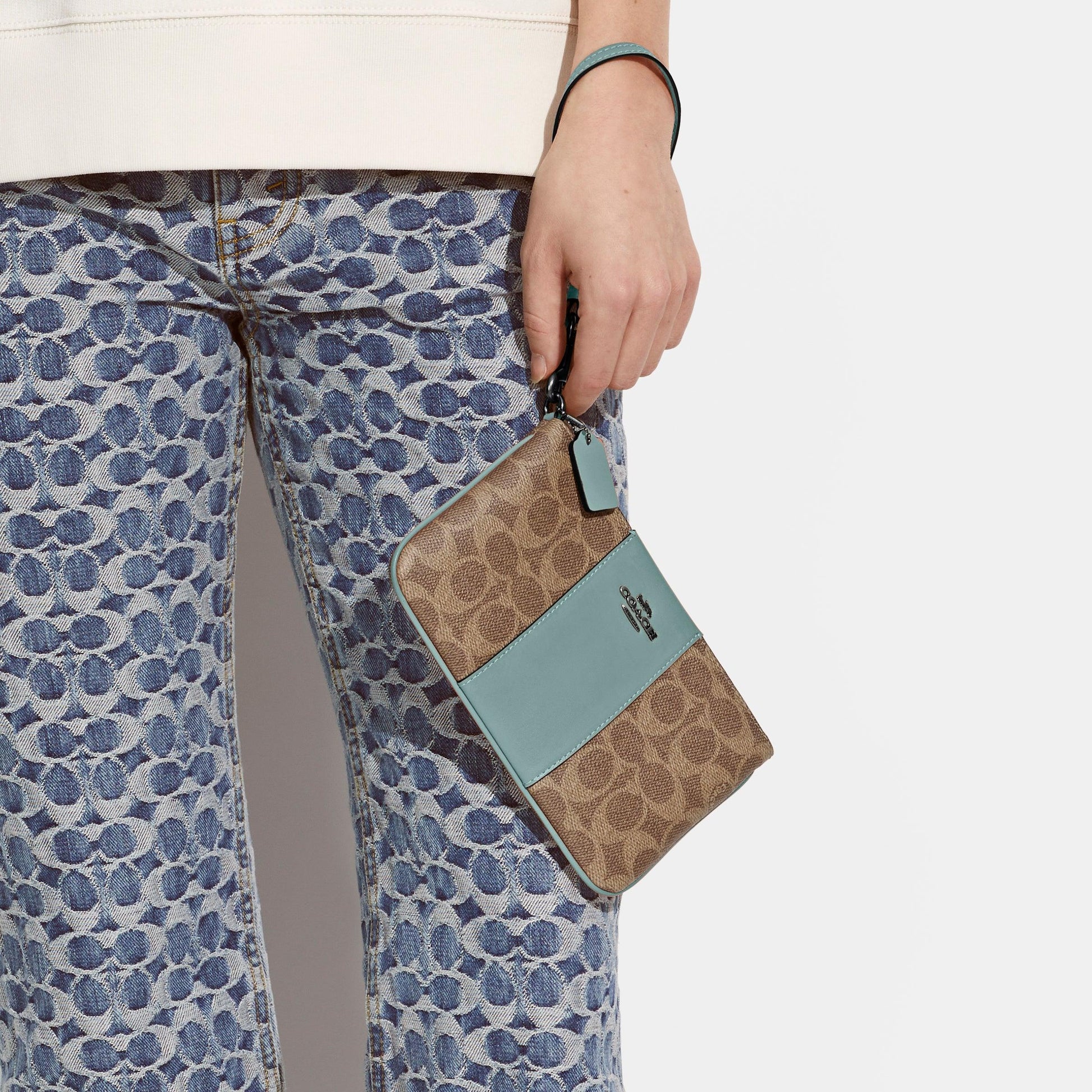 Colorblock Coated Canvas Signature Small Wristlet - COACH Saudi Arabia Official Site