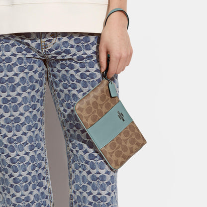 Colorblock Coated Canvas Signature Small Wristlet - COACH Saudi Arabia Official Site