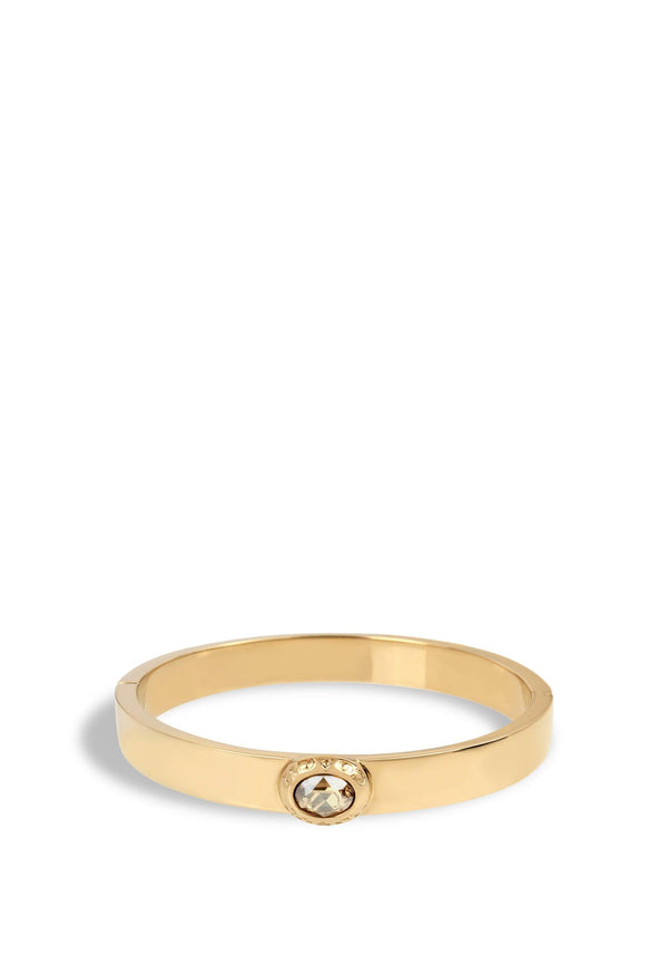 Signature Logo Stone Hinged Bangle Bracelet