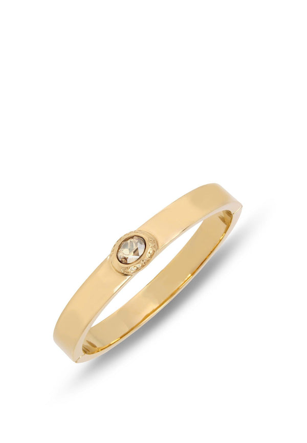 Signature Logo Stone Hinged Bangle Bracelet