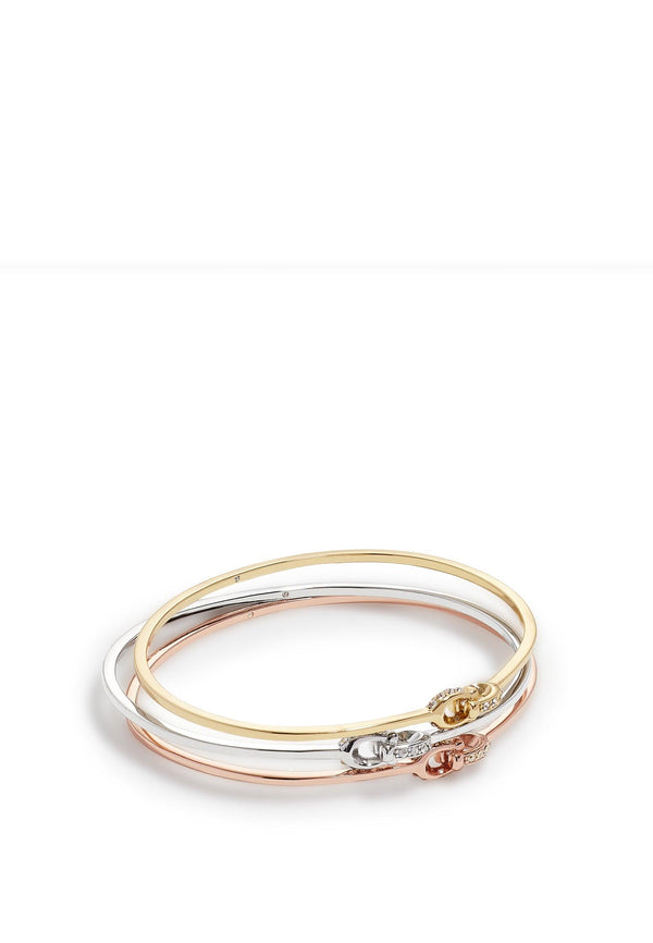 Interlocking Signature C Stone Bangle Bracelet Set
