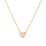 Carved Rose Quartz Heart Pendant Necklace-341889GLD-Rose Quartz