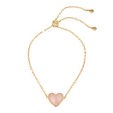 Carved Rose Quartz Heart Slider Bracelet-341890GLD-Rose Quartz