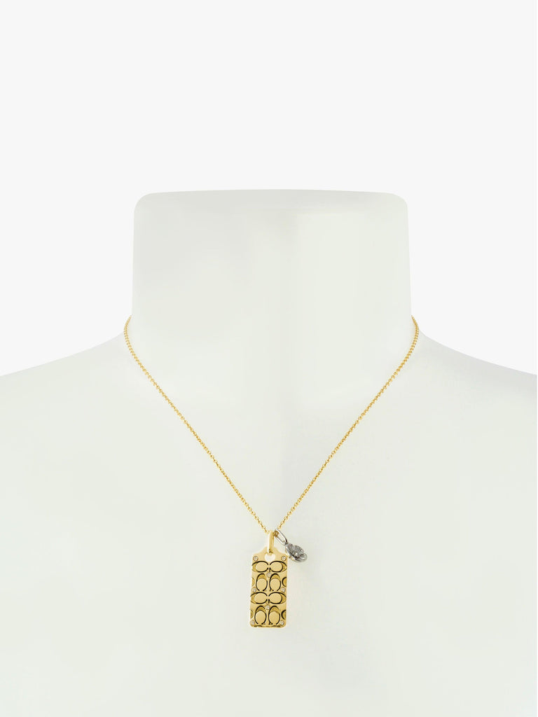 Quilted C Tag Pendant Necklace-341900GLD-Golden Shadow
