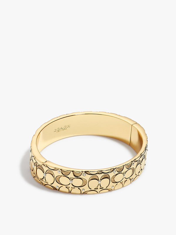 Quilted C Hinged Bangle Bracelet
