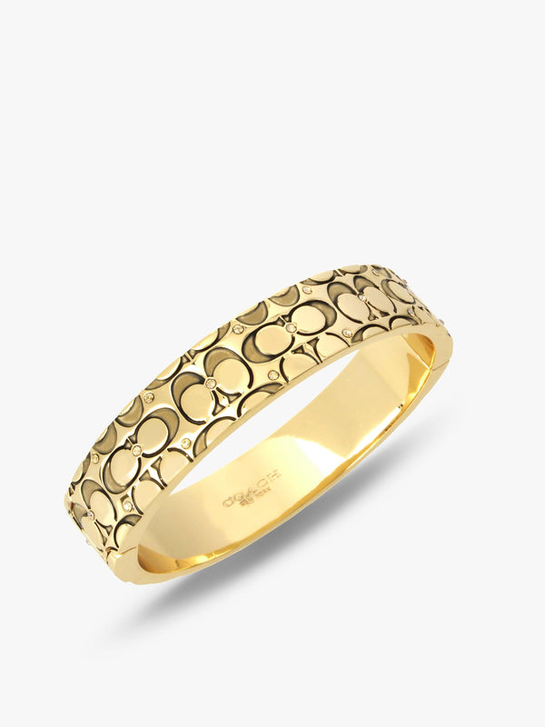 Quilted C Hinged Bangle Bracelet
