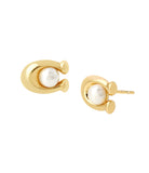 Pearl Signature Stud Earrings-37341922Gld-Gold