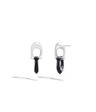 Signature C Double Drop Stud Earrings-351443TWO-Black/Rhodium