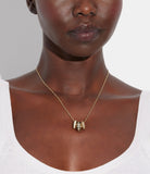 408103gld-signature rondelle pendant necklace-black/white