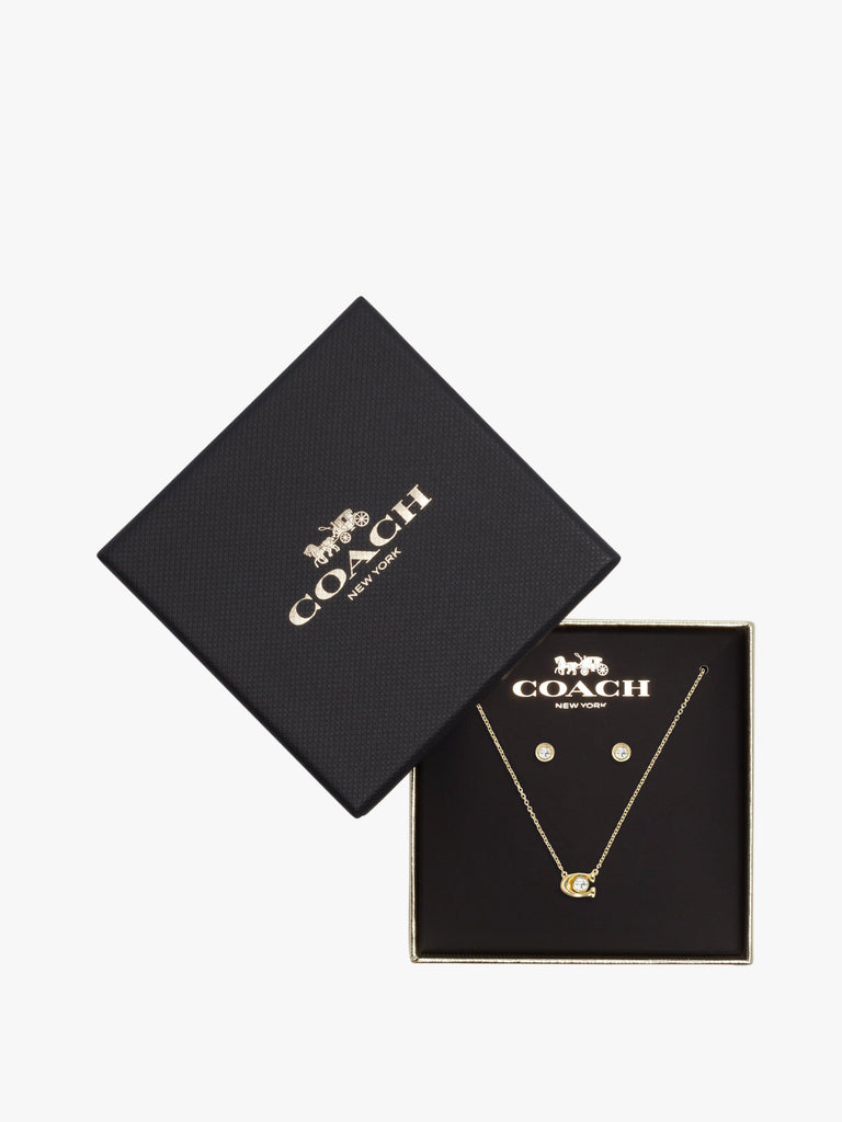 412845gld-signature necklace & earring set-gold