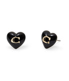 Signature Heart Stud Earrings-422706GLD-Black/Gold
