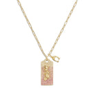 427803gld-signature pave tag pendant necklace-pink