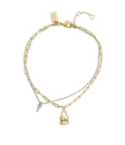430047two-signature lock & key charm anklet-twotone