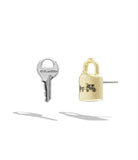 437808two-signature lock & key stud earrings-twotone
