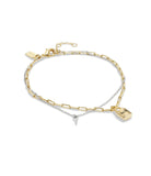 440251two-signature lock & key charm bracelet-two tone