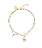 440251two-signature lock & key charm bracelet-two tone