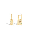 Signature Gem Padlock Huggie Earrings-448335GLD-Multi/Gold