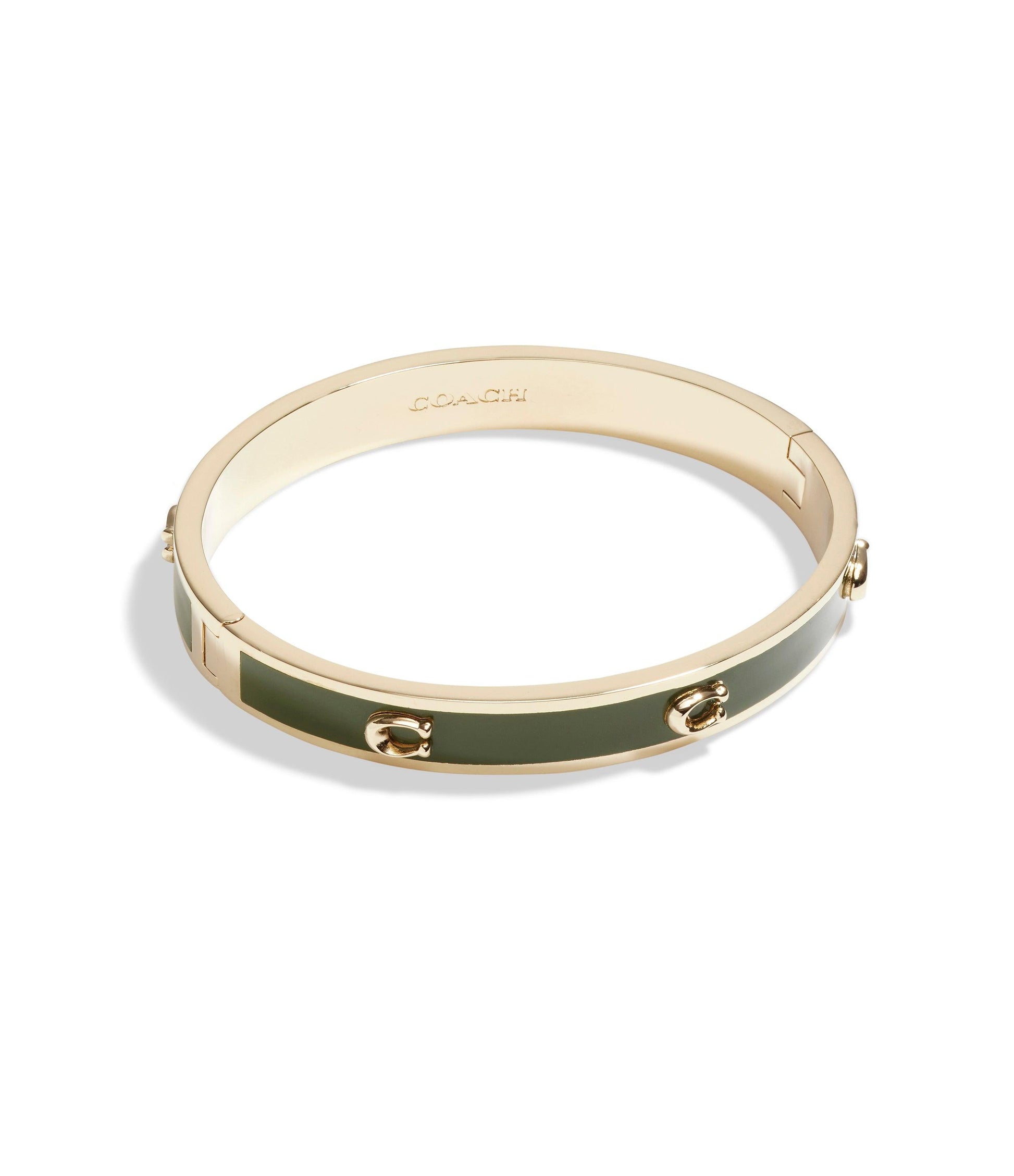 Signature Enamel Bangle Bracelet-448374GLD-Green/Gold