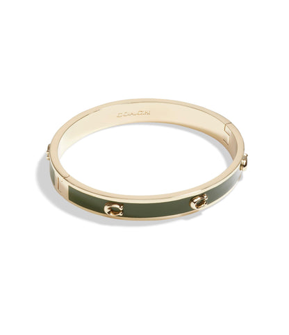 Signature Enamel Bangle Bracelet-448374GLD-Green/Gold