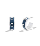 Signature Enamel Hoop Earrings-448375RHO-Blue/Rhodium