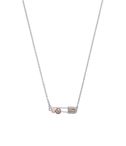 Signature Safety Pin Pendant Necklace-448390RHO-Multi/Rhodium
