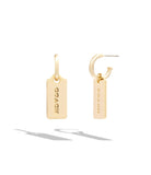 Iconic Signature Tag Huggie Earrings-450409GLD-Shiny Gold
