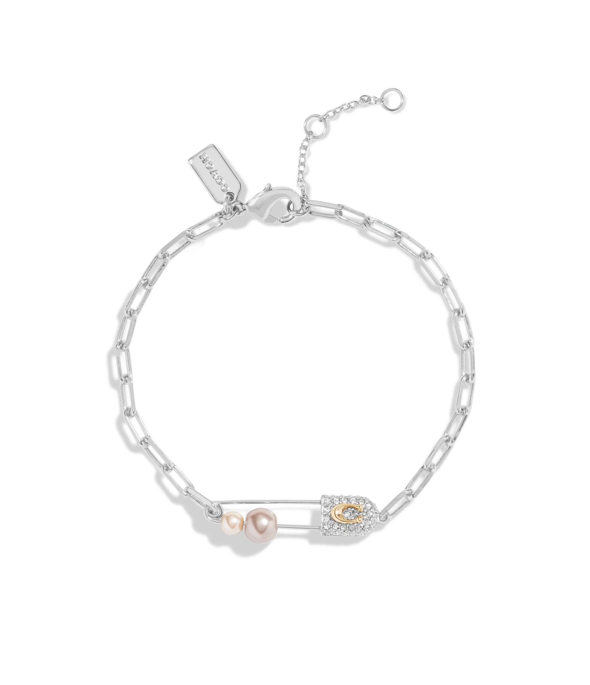 Signature Safety Pin Bracelet-450411RHO-Multi/Rhodium