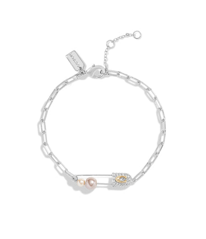 Signature Safety Pin Bracelet-450411RHO-Multi/Rhodium