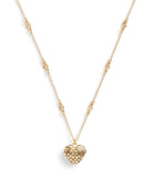 Signature Quilted Heart Pendant Necklace-37460426Gld-Crystal