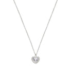 Stone Heart Pendant Necklace-37460431Rho-Crystal