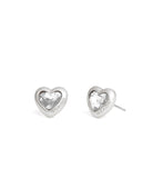 Stone Heart Stud Earrings-37460432Rho-Crystal